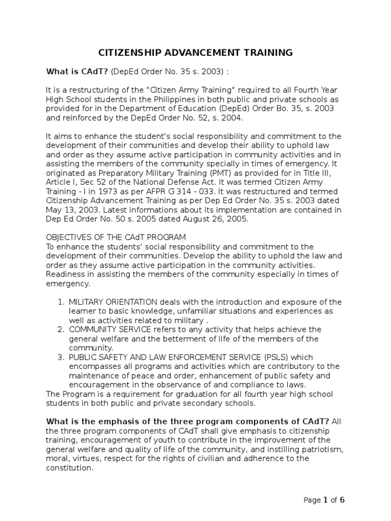 Overview of Citizenship Advancement Training | PDF | Lifestyle