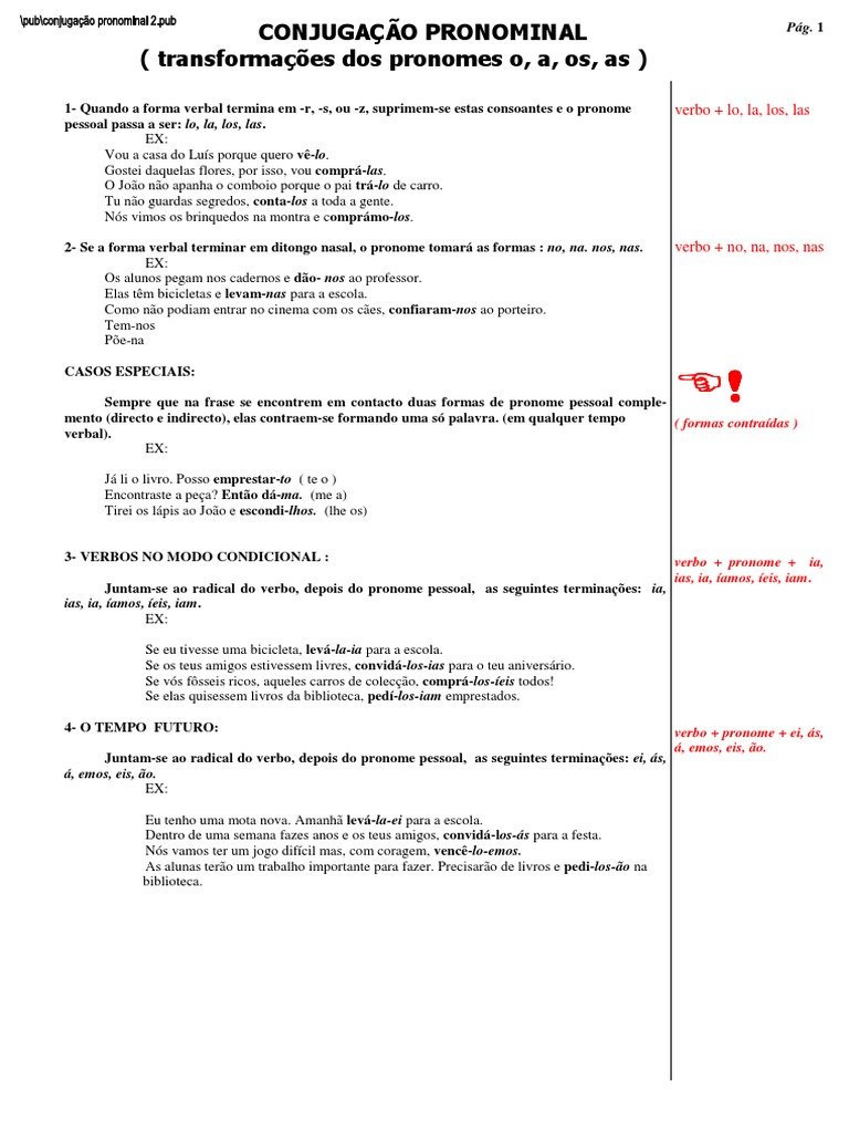 Pronominalizacao Regras PDF, PDF, Pronome