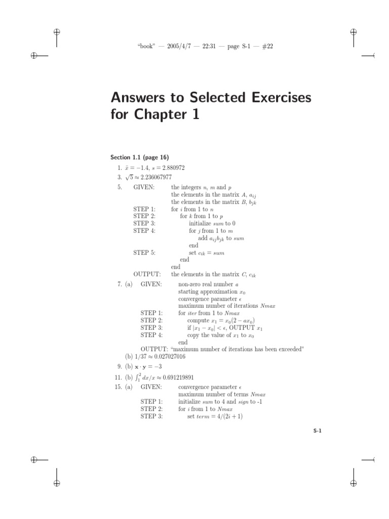 Chapter 1 Exercise Solutions Summary | PDF | Approximation | Algebra