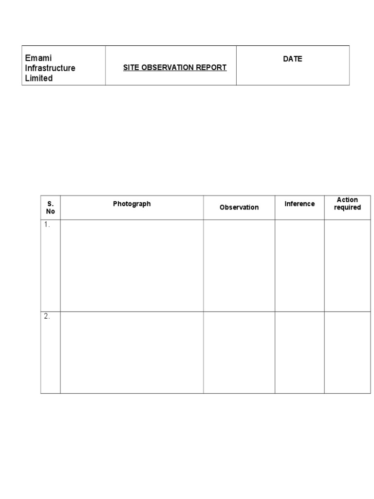 Site Observation Report Template | PDF