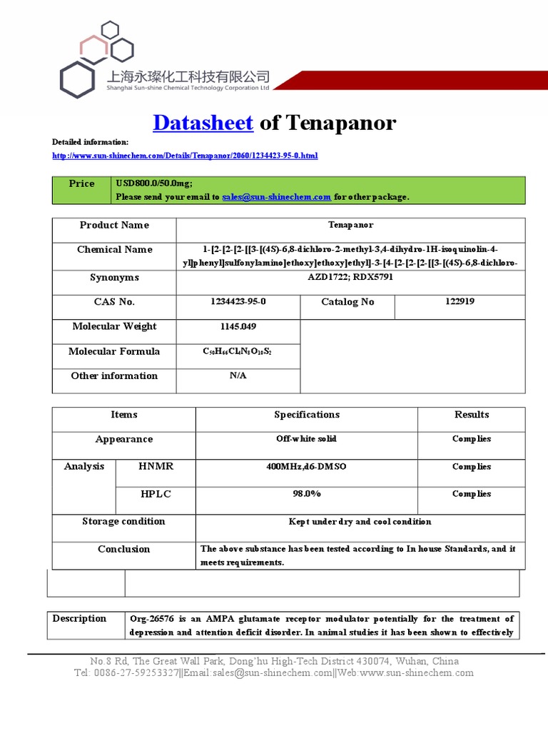 Tenapanor Datasheet and Pricing | PDF