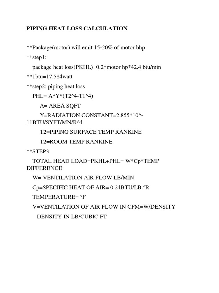 Piping Heat Loss Calculation | PDF