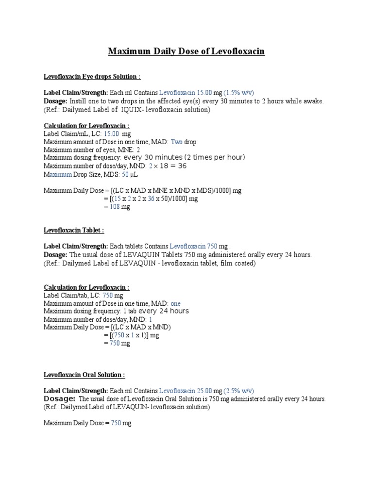 Maximum Daily Dose Calculation PDF Dose (Biochemistry) Chemistry
