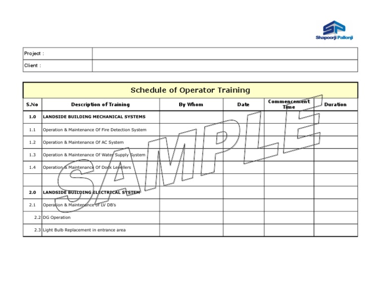 Operator Training Schedule Guide | PDF | Technology & Engineering