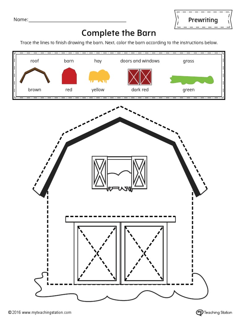 Barn Drawing and Coloring Guide | PDF