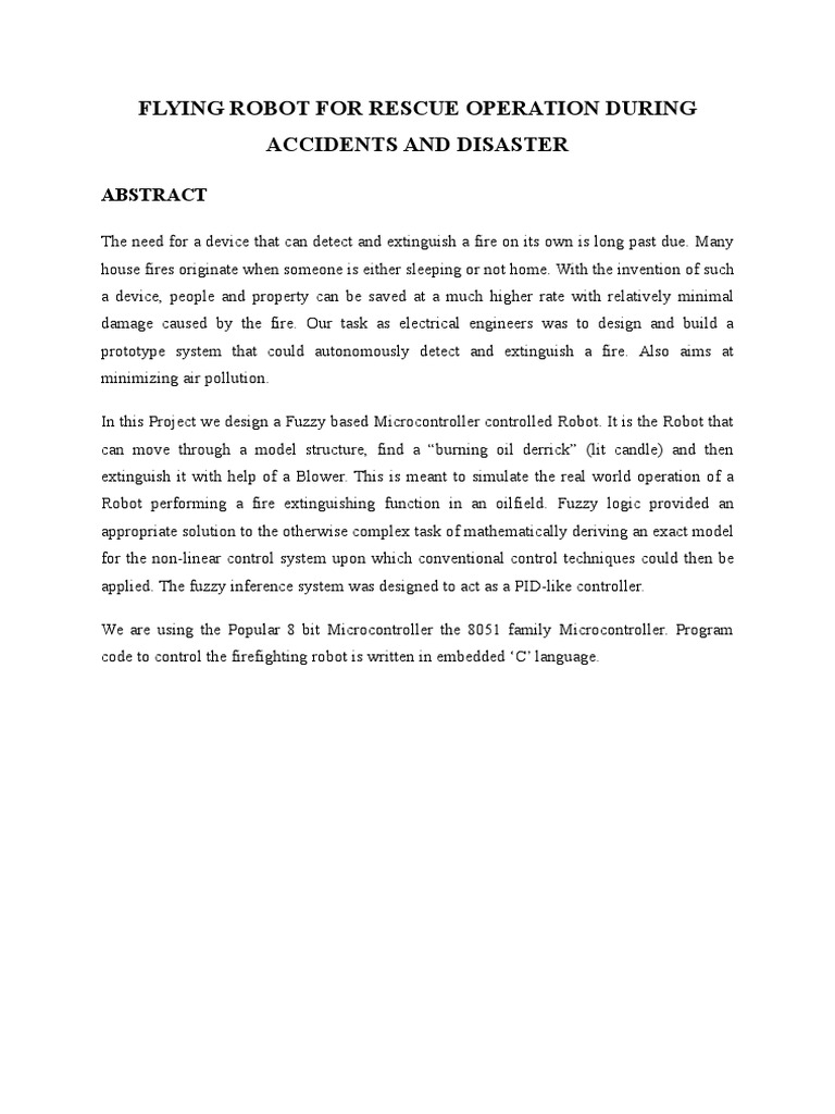 1 Flying Robot For Rescue Operation During Accidents and Disaster | PDF ...
