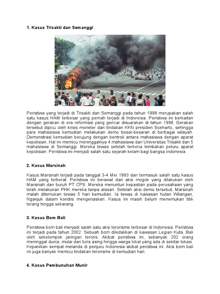 Kasus Pelanggaran Ham Di Indonesia