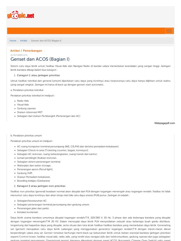Genset ACOS | PDF