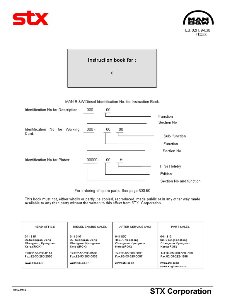 MAN B&W Diesel Engine Manual | PDF
