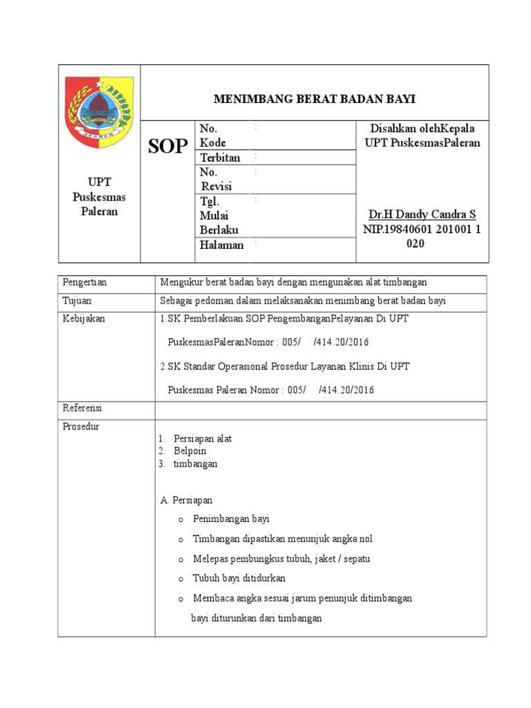 Sop Menimbang Berat Badan Bayi