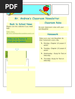 my classroom newsletter