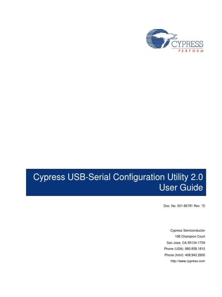 Cypress Usb Serial Configuration Utility User Guide Pdf Usb