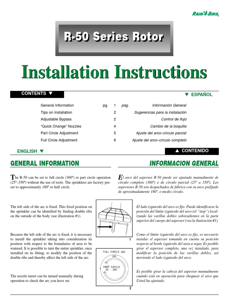 Sprinkler Rainbird R50 PDF Equipo Herramientas
