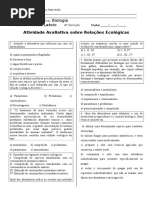 Exercícios de Relações Ecológicas ALUNOS