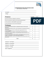 Presence: Teaching Demonstration Evaluation Form