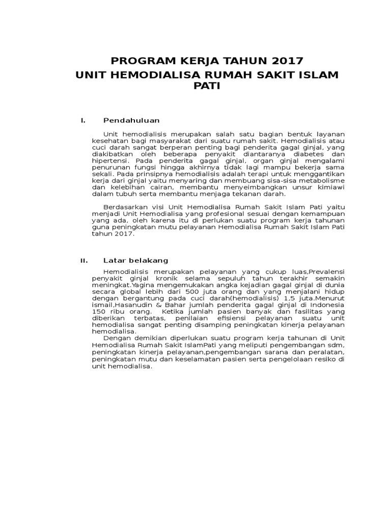 Program Kerja Hemodialisa 2017