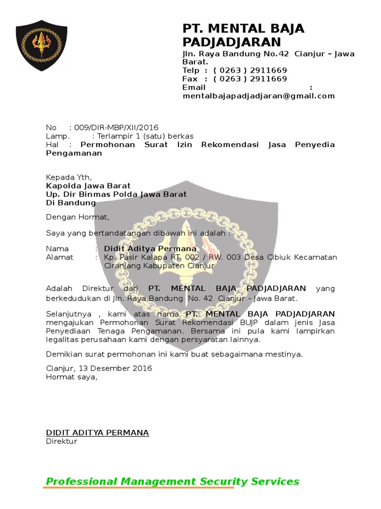 Surat Permohonan Rekom Polda PT.mbp