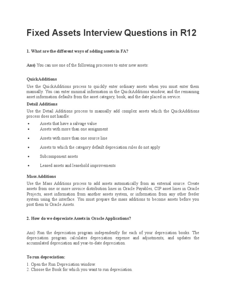 What Is Fixed Asset Interview? – MRCQ