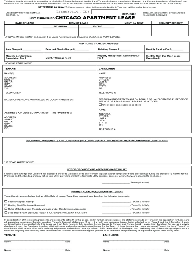 Chicago Apartment Lease | PDF | Lease | Leasehold Estate