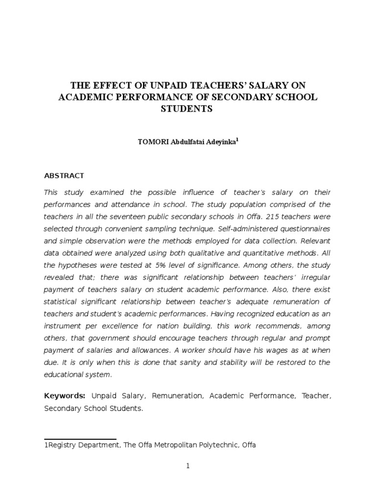 Impact of Teacher Salaries on Student Performance | PDF | Student's T ...