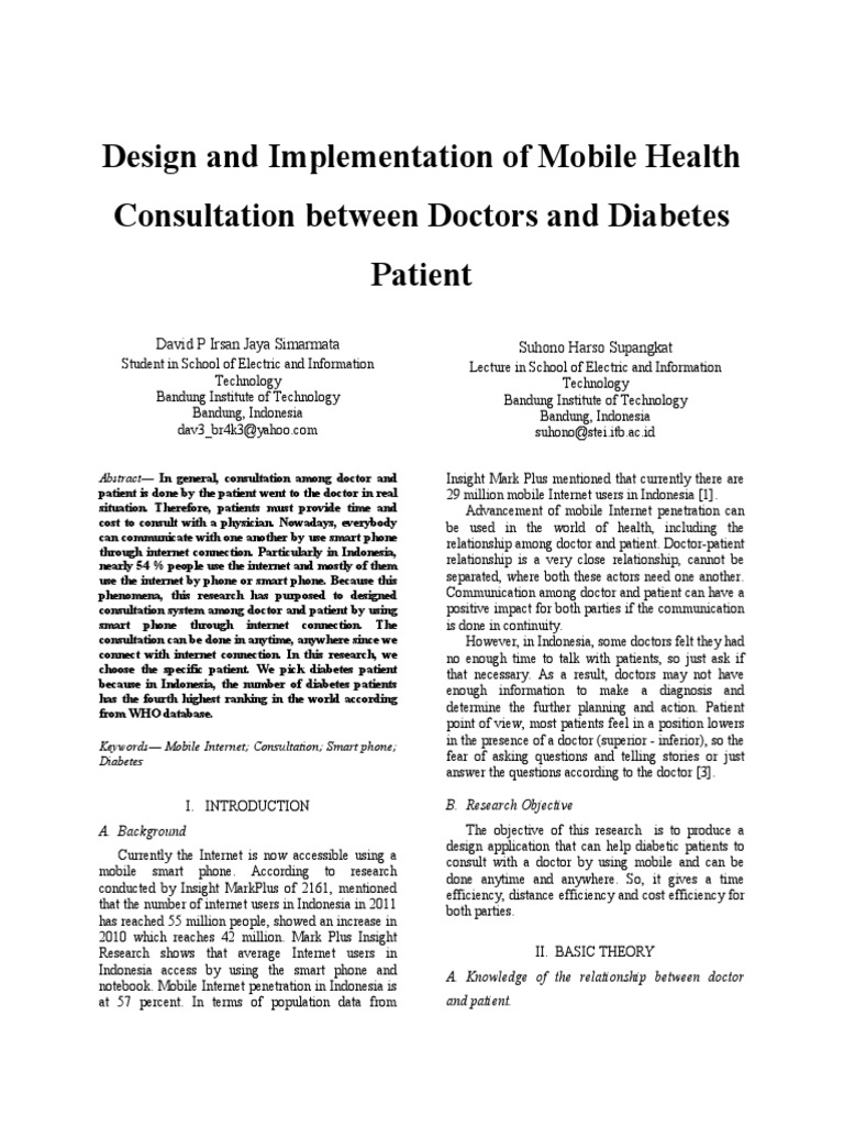 Design and Implementation of Mobile Health Consultation Between Doctors