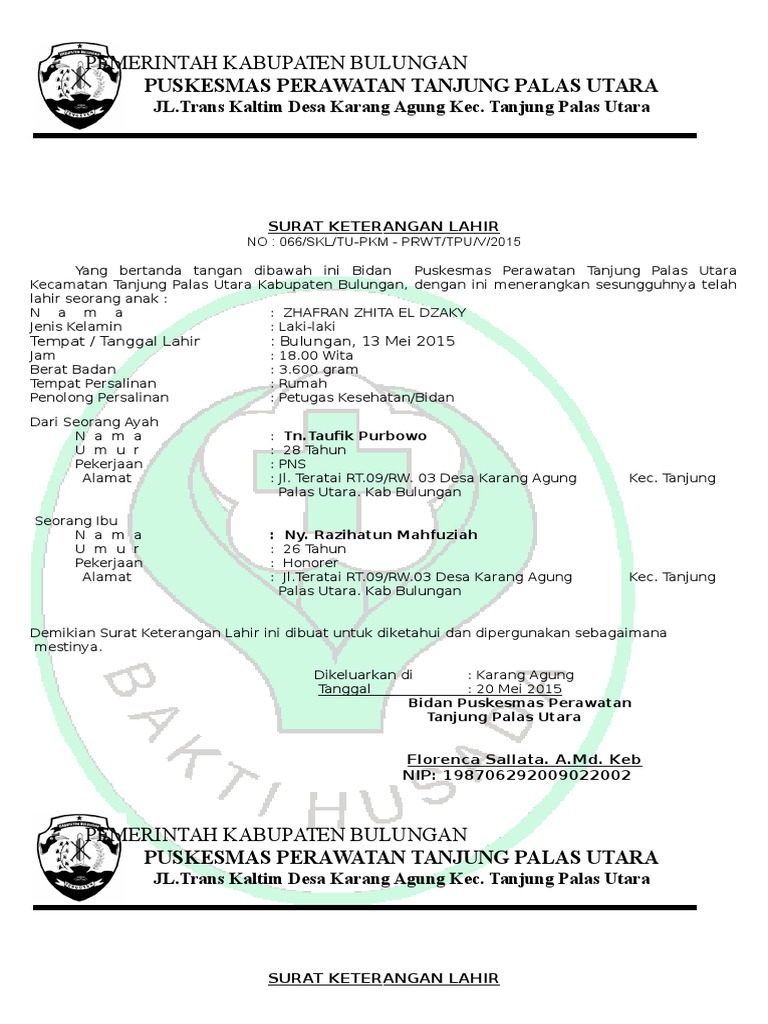 Contoh Surat Keterangan Sakit Dari Bidan Desa Kumpulan