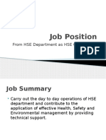 Job Position: From HSE Department As HSE Coordinator