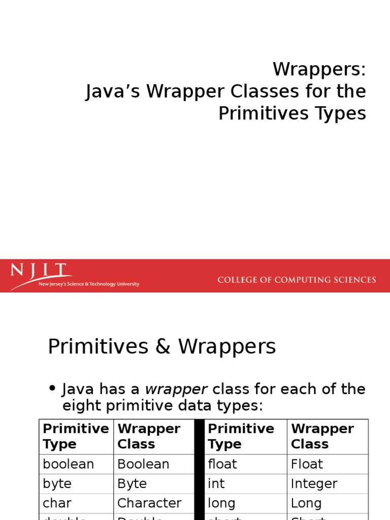 Wrappers: Java's Wrapper Classes For The Primitives Types | PDF | Data ...