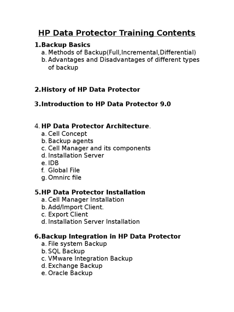 HP Data Protector Training Overview | PDF | Business | Computers