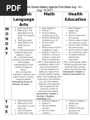 weekly agenda