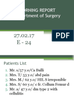 Morning Report Surgery Dept Patients List Feb 27