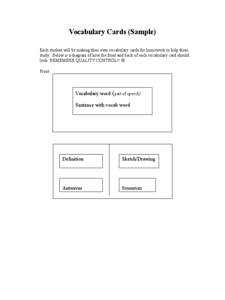 Vocabulary Card Creation Guide | PDF | Language Arts & Discipline