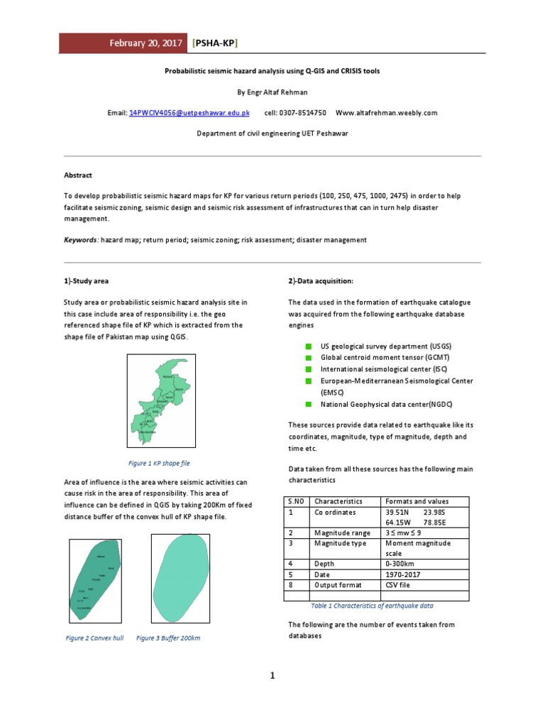 Seismic Hazard Analysis for KP | PDF | Moment Magnitude Scale | Earthquakes