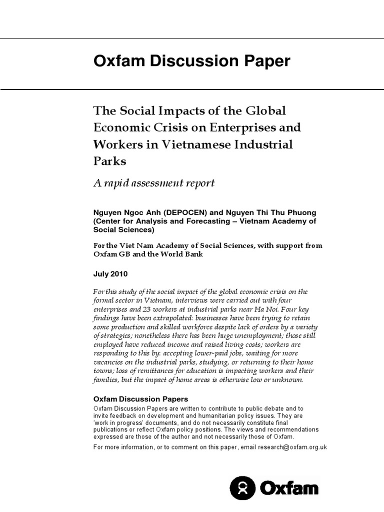 The Social Impacts of The Global Economic Crisis On Enterprises and ...
