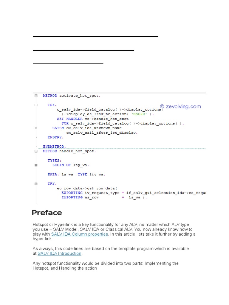 SALV IDA: Implementing Hotspot Links | PDF | Hyperlink | Object ...