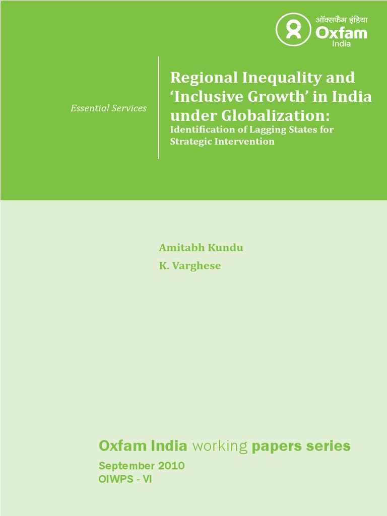 Regional Inequality and 'Inclusive Growth' in India Under Globalization ...