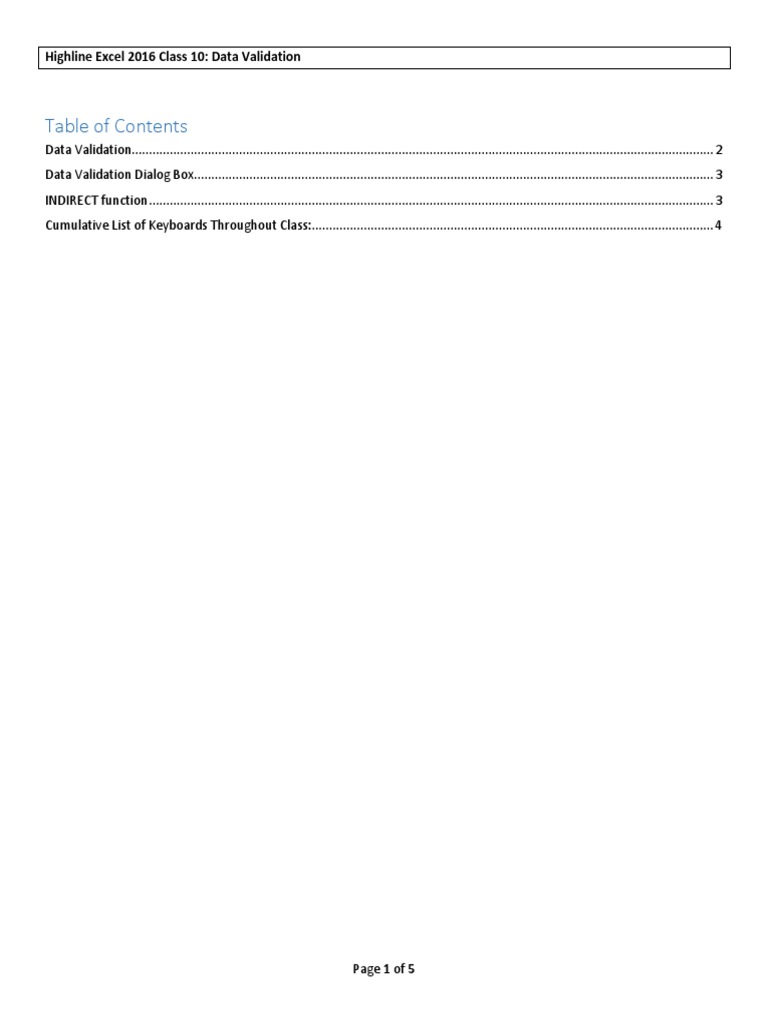 Excel 2016 Data Validation Guide | PDF | Computer Keyboard | Control Key