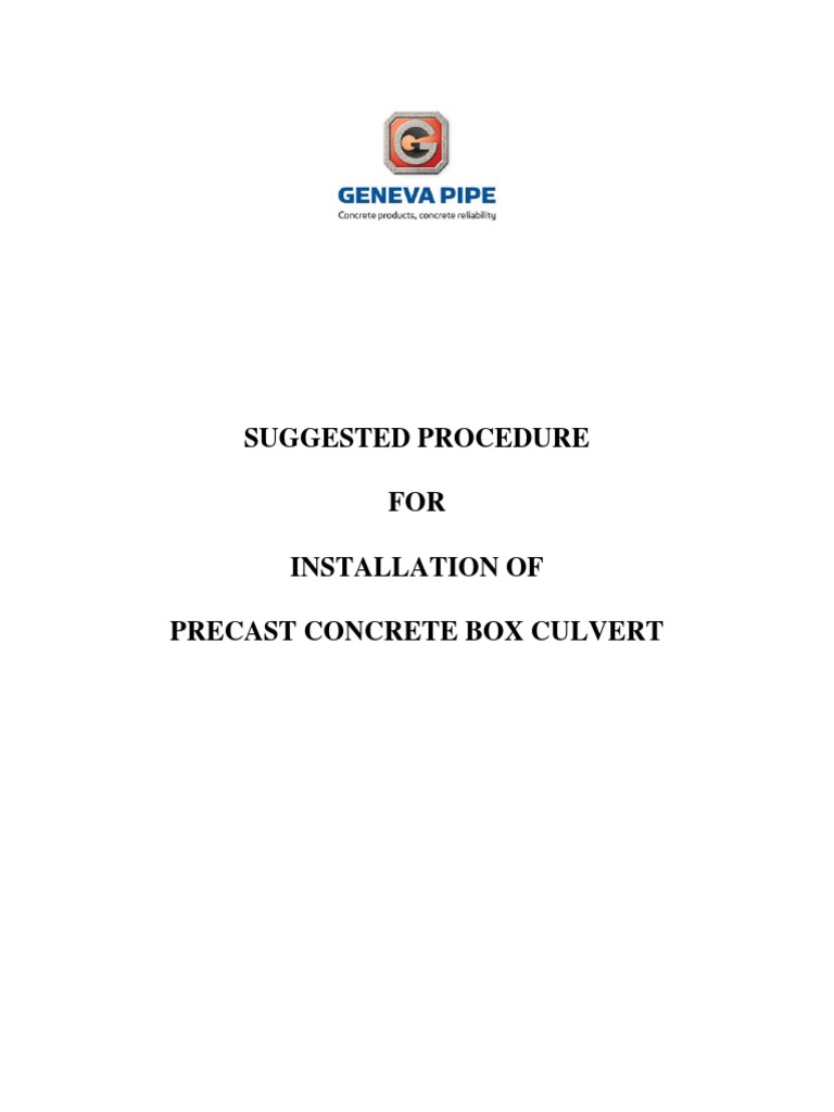 Precast Box Culvert Installation Guide | PDF | Crane (Machine) | Concrete