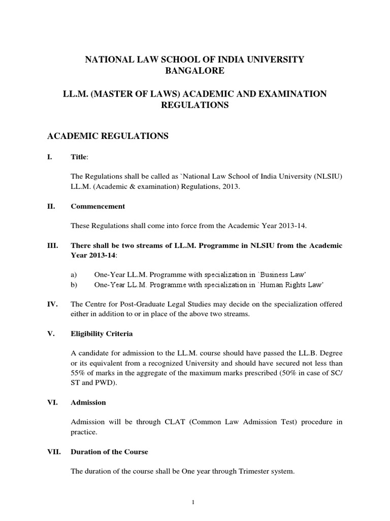 LLM Examination Rules 2013 | PDF | Law School | Thesis