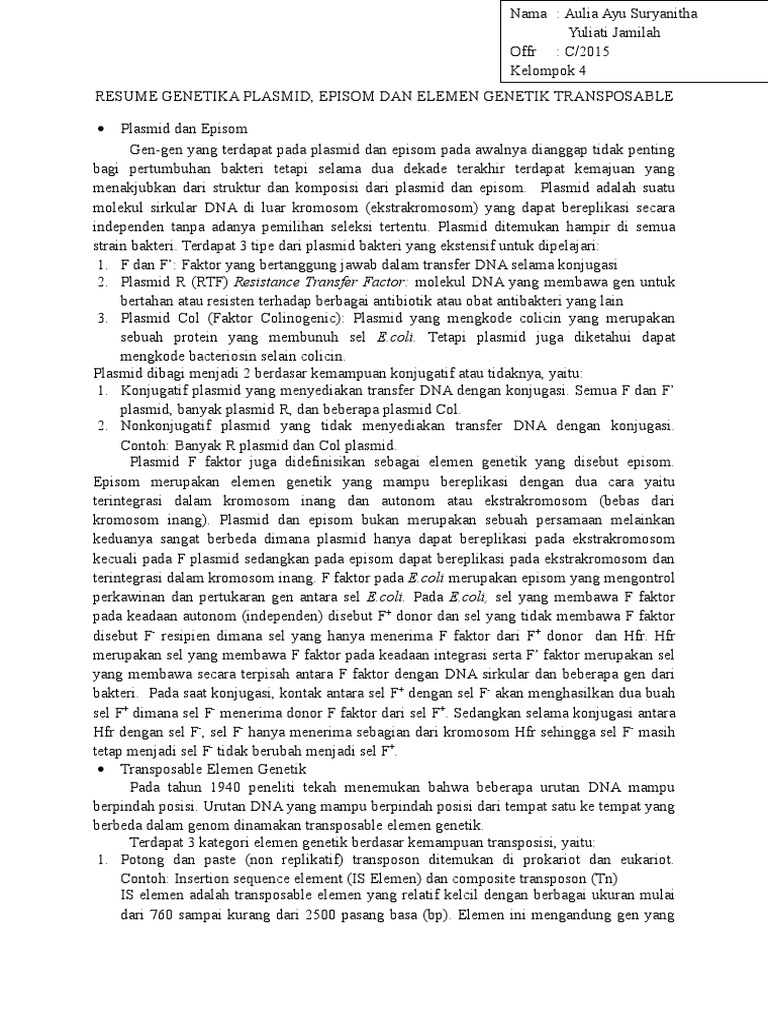 Pemahaman Tentang Episom dan Transposon | PDF