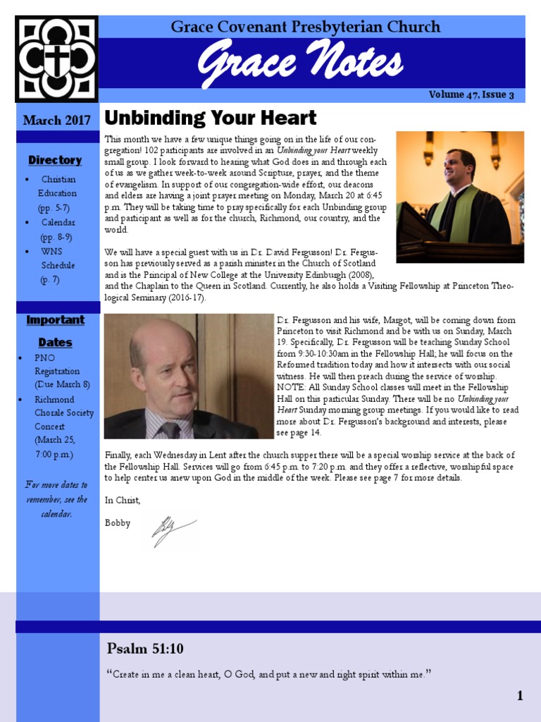 March 2017 Grace Notes | PDF | Presbyterianism | Mentorship