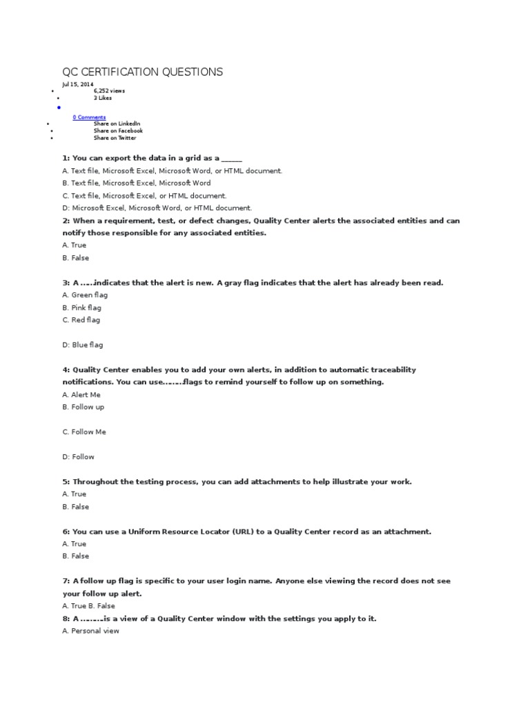 QC Certification Quiz | PDF