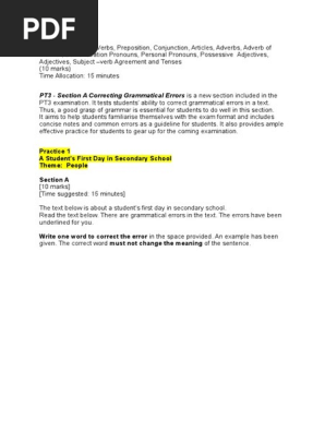 Section A Pdf English Grammar Communication
