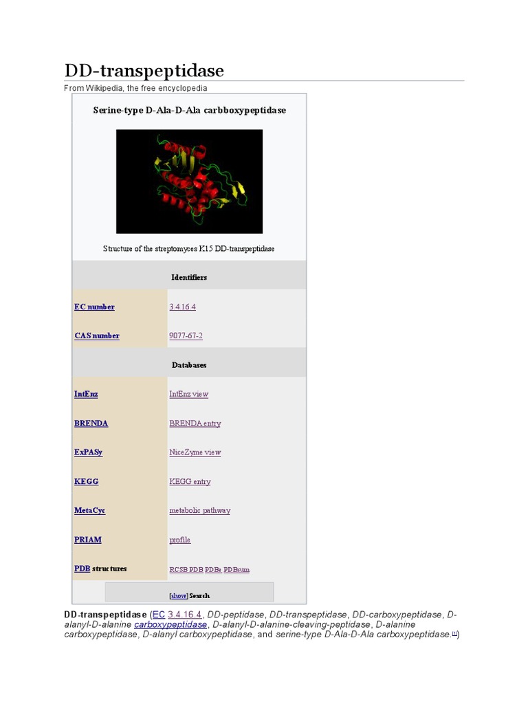 DD-transpeptidase: Serine-Type D-Ala-D-Ala Carbboxypeptidase | PDF ...