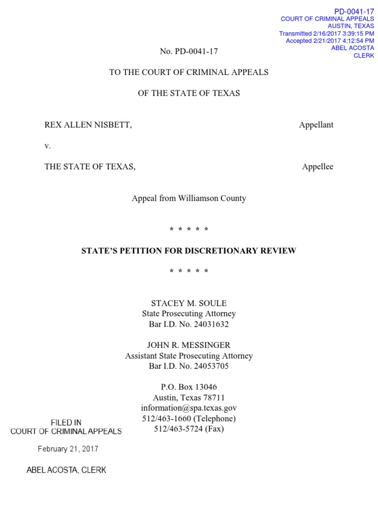 Petition For Discretionary Review Nc
