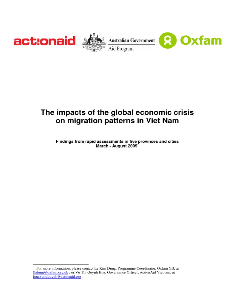The Impacts of The Global Economic Crisis On Migration Patterns in Viet ...