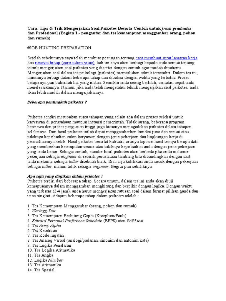 Cara Menggambar Orang Tes Psikotes - Psikotes Untuk Kamu