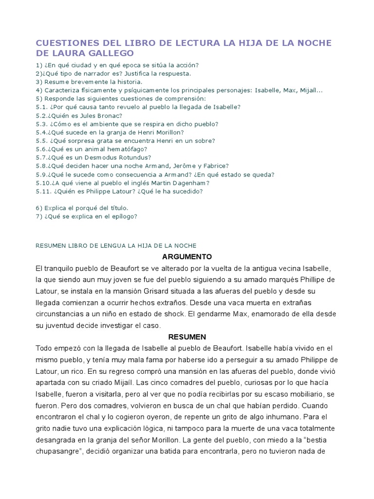 Ficha Cuest. Hija de La Noche, PDF, Vampiros