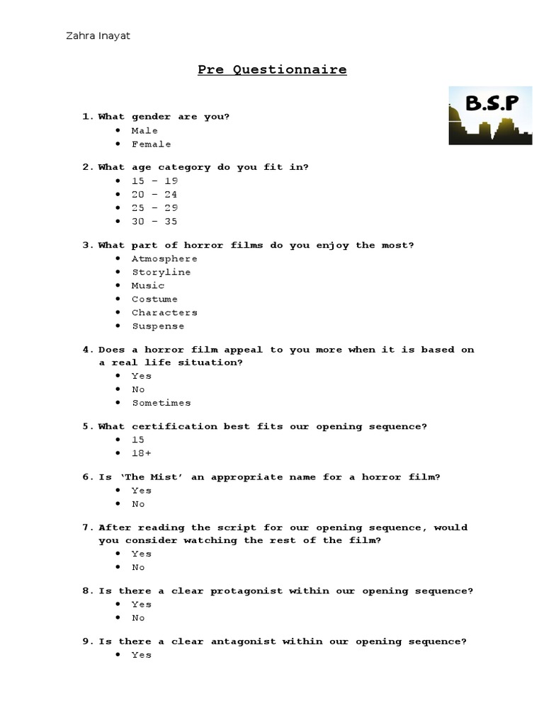 Pre Questionnaire | PDF | Games & Activities