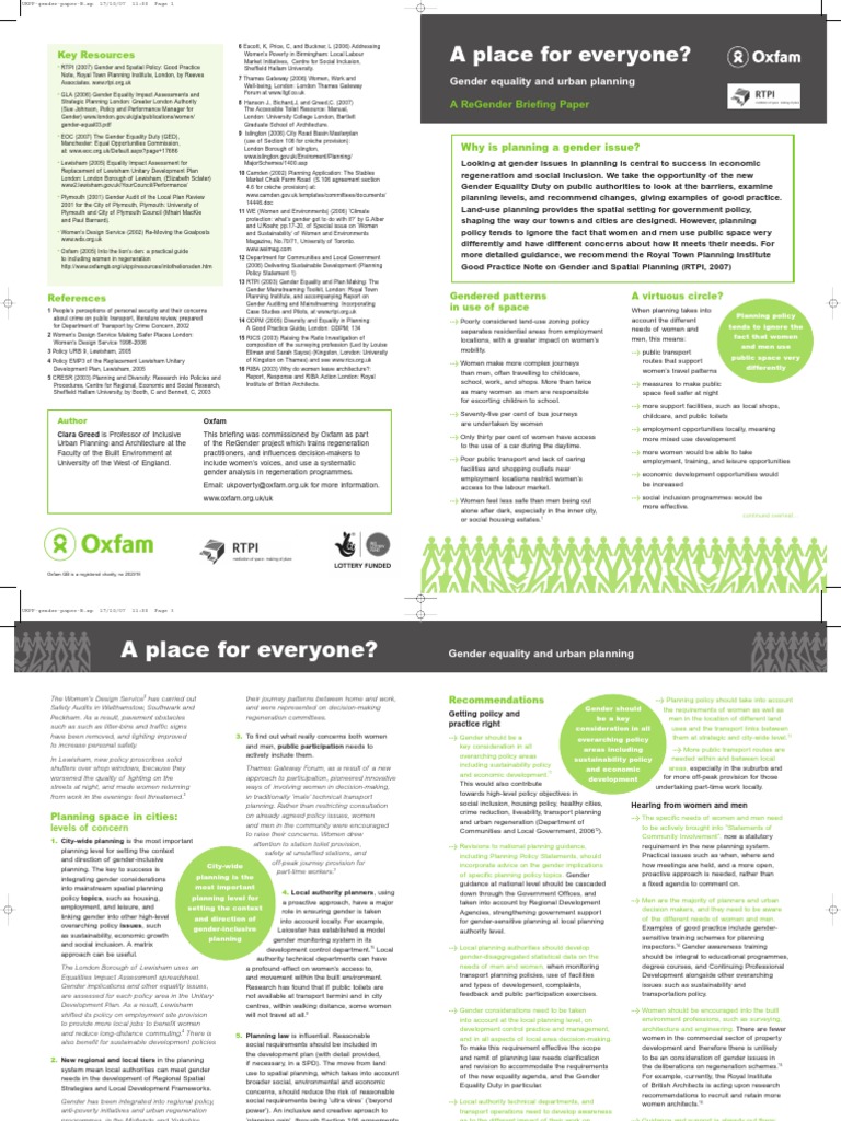 Gender Equality in Urban Planning | PDF | Gender Equality | Gender Studies
